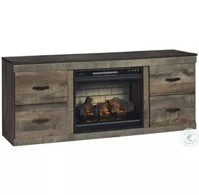Trinell Rustic Brown 3 Piece Entertainment Center with Electric Fireplace