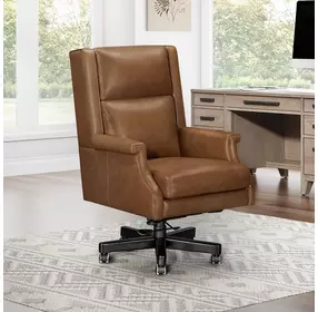 DC 132 RECH Renaissance Chestnut Leather Upholstered Swivel Desk Chair