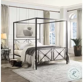 Rapa Black Metal Queen Metal Canopy Bed