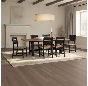 Austin Natural Mango and Black 84" Rectangular Dining Table