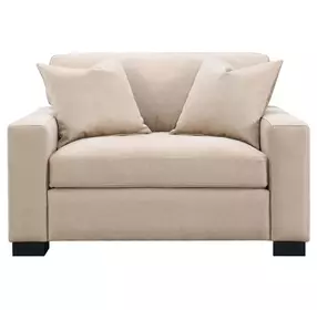 Dexter Taupe Upholstered Lounge Chair with Pillows