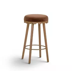 Oodle Bronze and Light Walnut Performance Vegan Mohair Upholstered Bar Stool