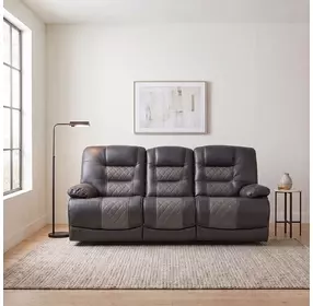 Fabian Two Tone Gray Double 88" Reclining Center Drop Down Sofa