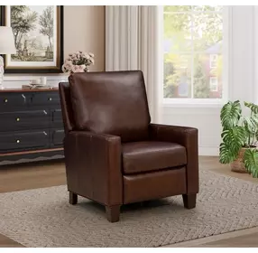Fairview Elway Fudge Leather Push Thru The Arms Recliner