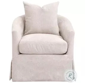 Faye LiveSmart Halifax Ivory Slipcover Performance Fabric Swivel Club Chair