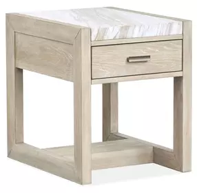 Northcrest Gallery Buff and Antique Silver Rectangular Marble Top End Table