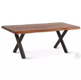 Elliston Natural And Black Powder Coat Live Edge Occasional Table Set