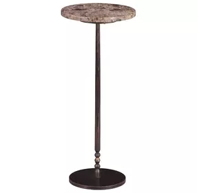 Rochester Dark Emperador and Natural Round Marble Top Side Table