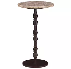 Rochester Light Emperador and Natural Round Marble Top Side Table