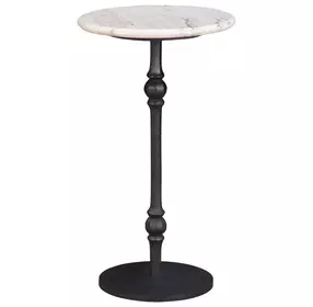 Rochester White and Natural Round Marble Top Side Table