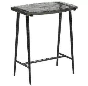 Calloway Black Rectangular Glass Top Side Table
