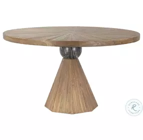 Rustic Revival Warm Brown Natural Teak And Black Marble Dining Room Set