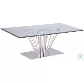Fernanda Clear Glass And Polished Stainless Steel Rectangular Occasional Table Set