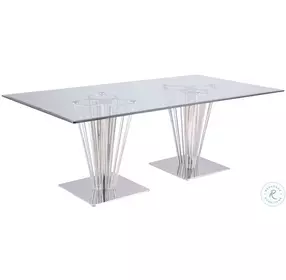 Fernanda Clear Glass And Polished Stainless Steel Rectangular Dining Room Set
