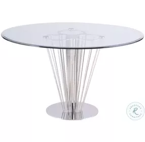 Fernanda Clear Glass And Polished Stainless Steel Round Dining Room Set
