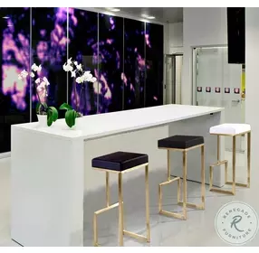 Ferra Black Gold Steel Bar Stool Set of 2