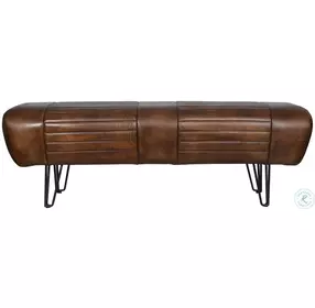 Brisbane Antique Whiskey Leather Mid Century Bench