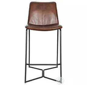 Brisbane Antique Chestnut Leather Open Back Counter Height Stool Set Of 2