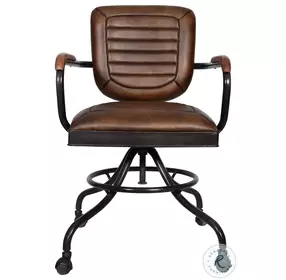 Brisbane Antique Whiskey Leather Desk Chair