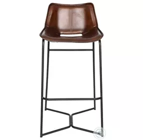 Brisbane Antique Chestnut Leather Open Back Bar Stool