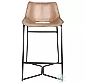 Brisbane Antique Ivory Leather Open Back Counter Height Stool Set Of 2