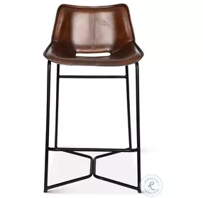 Brisbane Hand Washed Chestnut Leather Counter Height Stool