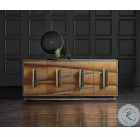 Swaley Dark Wood And Gold Four Door Credenza