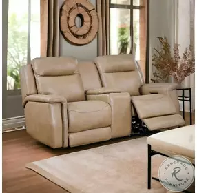 Fischer Saddle Leather Power Reclining 77" Console Loveseat with Power Headrest