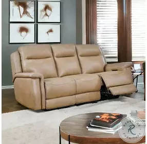 Fischer Saddle Leather Power Reclining Sofa with Power Headrest