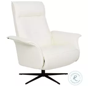Finn Pure White Leather Small Power Recliner