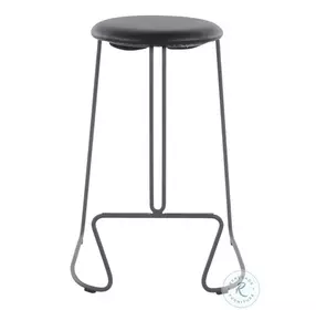 Finn Black Steel And Black Faux Leather Counter Height Stool Set Of 2