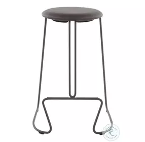 Finn Black Steel And Grey Faux Leather Counter Height Stool Set Of 2