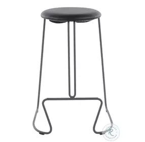 Finn Grey Steel And Black Faux Leather Counter Height Stool Set Of 2