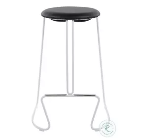 Finn White Steel And Black Faux Leather Counter Height Stool Set Of 2