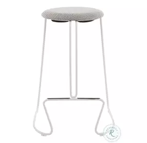 Finn White Steel And Light Grey Fabric Counter Height Stool Set Of 2