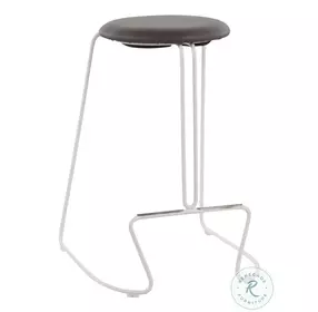 Finn White Steel And Grey Faux Leather Counter Height Stool Set Of 2