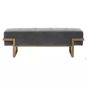 Fiona Blush Gray Velvet Upholstered Bench
