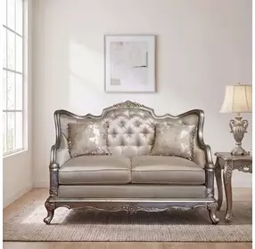 Fiorella Taupe Faux Silk 63" Loveseat