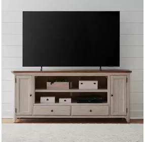 FIRE-652-TV80FTS Antique White and Chestnut 80" TV Stand