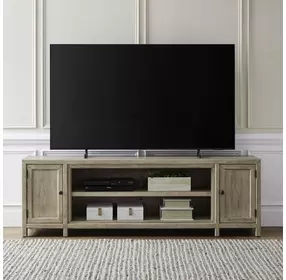 Living Room Console Brown 82" TV Stand with Fireplace Console