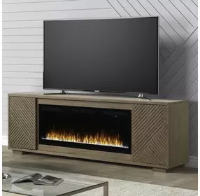Living Room Console Brown 84" TV Stand with Fireplace