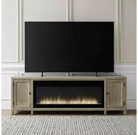 Living Room Console Brown 82" TV Stand with Fireplace