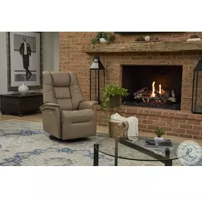 Paris Nougat Leather Swivel Glider Large Power Recliner