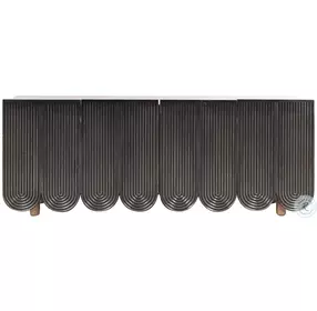 Palm Desert Natural And Gunmetal Wave 80" Sideboard