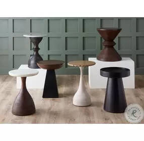 Palm Desert White Marble And Rich Chestnut Pedestal Side Table