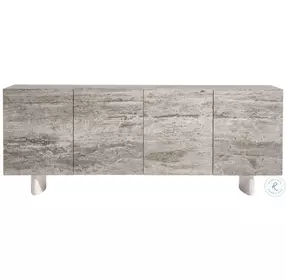 Sereno Silver Travertine And Lutra Faux Stone Entertainment Credenza