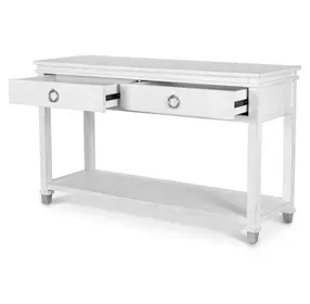 Point Breeze Fresh White and Soft Gray Glaze Rectangular Console Table