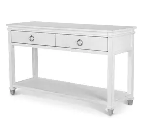 Point Breeze Fresh White and Soft Gray Glaze Rectangular Console Table