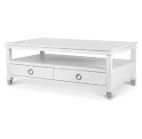 Point Breeze Fresh White and Soft Gray Glaze Rectangular Occasional Table Set with Casters