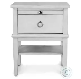 Coastal Point Fresh White and Soft Grey Glaze 1 Drawer Open Nightstand with USB Charging